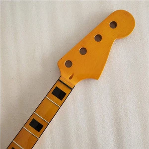 Yellow Gloss Canadian maple 20 fret PB bass neck part maple fingerboard 4 string bass guitar  neck replacement