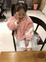 YRC197 Wholesale Girls Real Rex rabbit Fur Sweater Lovely Design Baby kids fur  Coat