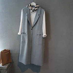 Z91609A Western design ladies sleeveless high slit blending waistcoats design for women