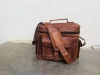 Vintage Brown Leather Messenger Shoulder Travel Camera Case, DSLR Sony Nikon Cannon Photography Bag