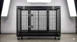 Premium Heavy Duty Steel Dog Crate with Double Doors, Locking Wheels & Removable Tray | Industrial Powder-Coated Large