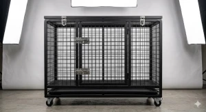Premium Heavy Duty Steel Dog Crate with Double Doors, Locking Wheels & Removable Tray | Industrial Powder-Coated Large