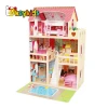 New released kids led lighting wooden doll house with garden W06A333E