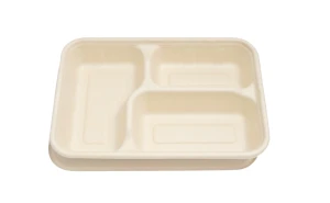 1300ml/44oz 3-compartments disposable bagasse/sugarcane pulp container