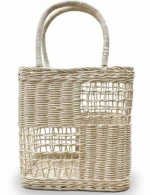 Woven rattan bag with symmetrical pattern