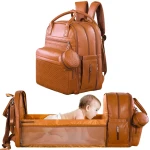 Outdoor Expanded Capacity Upgraded Baby Diaper Storage Bag Multifunctional Portable Mommy Folding Bed Bag