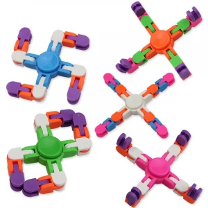 Interactive Plastic Finger Spinning Toys Intelligence Stress Relief Wacky Tracks Brain Sensory Diy Fidget Spinner Chain