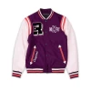 OEM Custom chenille chain embroidery two tone colors leather sleeve baseball letterman varsity jacket for unisex
