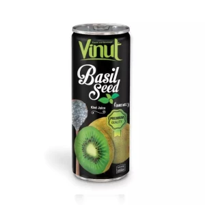 250ml  Basil Seed Drink With Kiwi Juice Flavor Water Soft Drink Glass Manufacture Beverage Suppliers