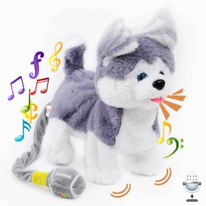 Plush Interactive Children's Toy Husky Dog toy dogs that walk and bark, Repeating your talking dog walking toy,