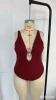 Burgundy textured one-piece swimsuit