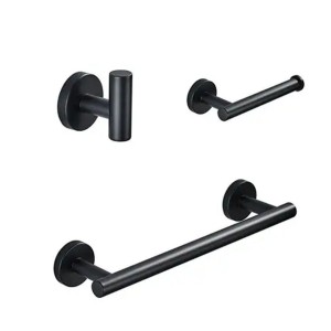 Black 3 Pieces Round Design 304 Stainless Steel Bathroom Accessories
