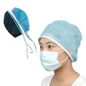 Factory wholesale Disposable Nonwoven Medical Surgeon Cap With Ties and Elastic Hospital Operating Doctor Head Cover