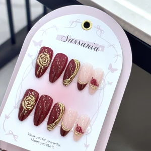 Luxury Marble & Gold Accent Press On Nails