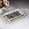 Wholesale beautiful electroplating custom silver crystal mirror ottoman trays for home decor