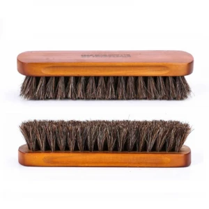 High Quality Square Wooden Handle Horse Hair Shoe Brush
