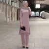 Middle Eastern Muslim Women's Robe Burnt Flower Dress Two-Piece Set