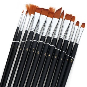 12pcs Artist Paint Brush Set Nylon Hair Watercolor Acrylic Oil Painting Brushes Drawing Art Suppliers