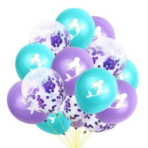 15pcs Birthday Party Decorations Latex Balloons Mermaid Theme Party Baby Shower Wedding Decorations Mermaid Balloon