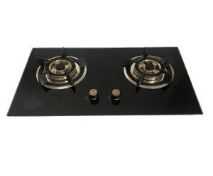 2 burner glass top brass burner lpg or natural gas stove wok stove