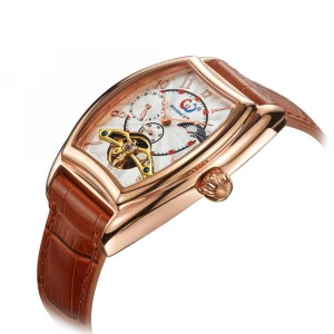 2015 Top Selling Classic Mechanical Automatic Movement Stainless Steel Back Leather Watch Automatic,Watch For Men