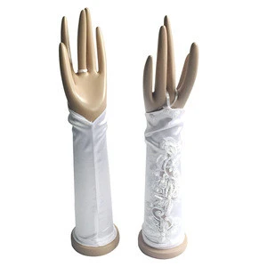 2017 Double Bow Sleeves Bridal Glove Finger Satin Wedding Gloves