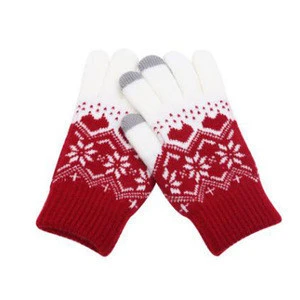 2018 new style female acrylic knitted fabric gloves outdoor activity touch screen gloves for adults