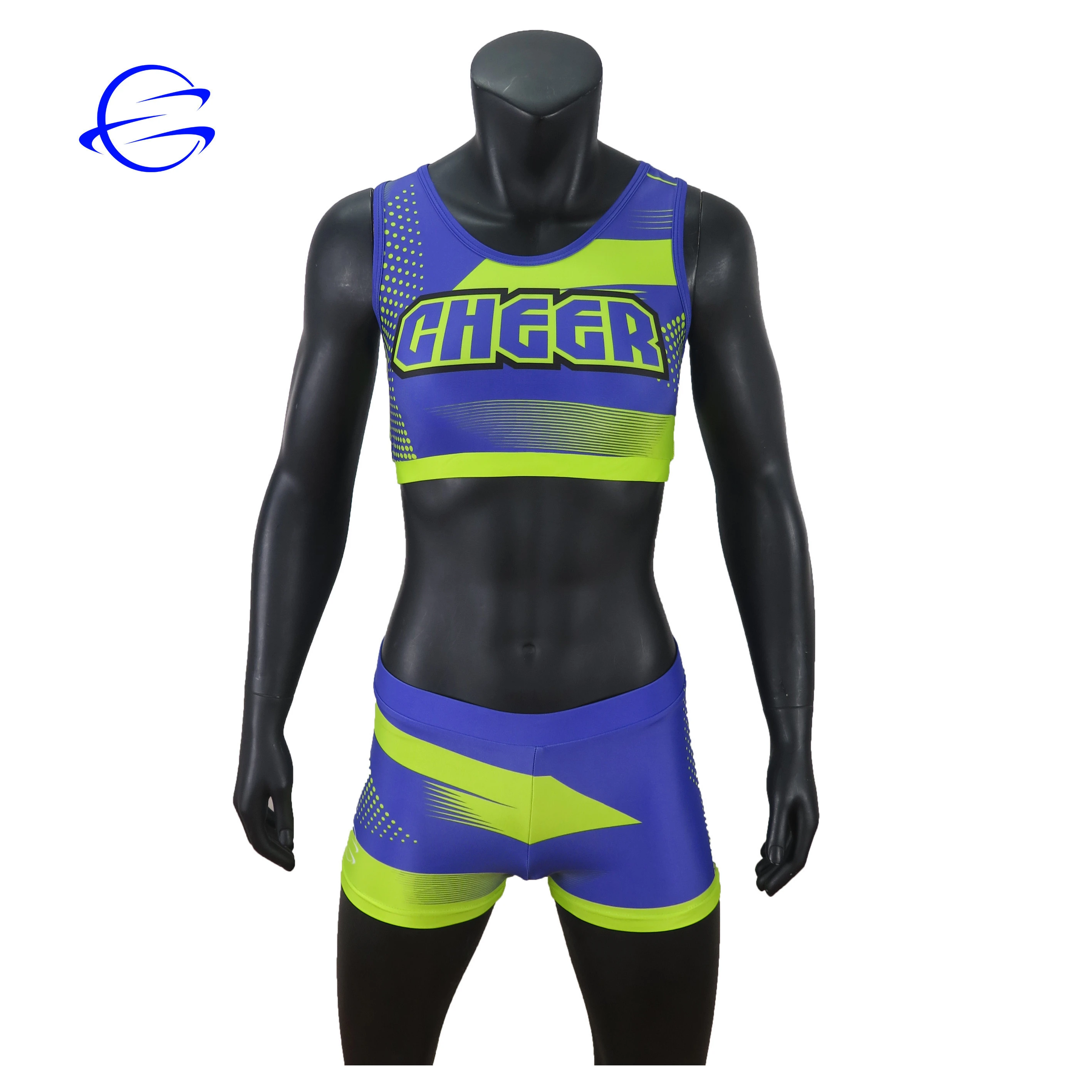 2019  Customized  Quicky Dry Breathable Digital  Sublimation  Practice Wear All  Star Cheerleading  Crop Top and Short Uniforms