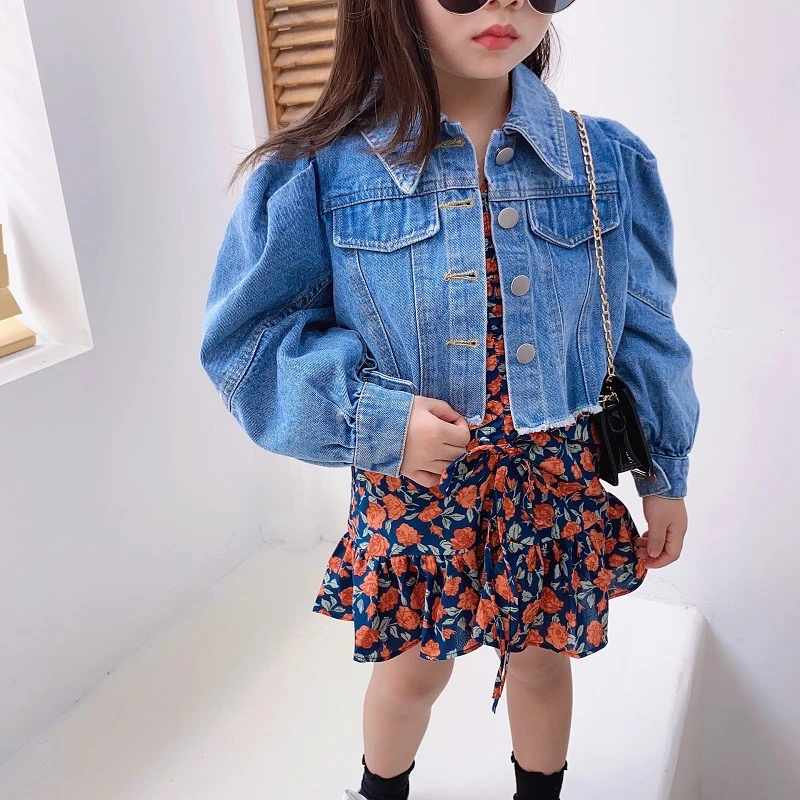 2020 new style kids girls blue jean jacket wholesale