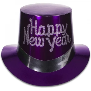 2021 Happy New Years Party  Festive Multi Color Happy New Year Top Hats for Adults
