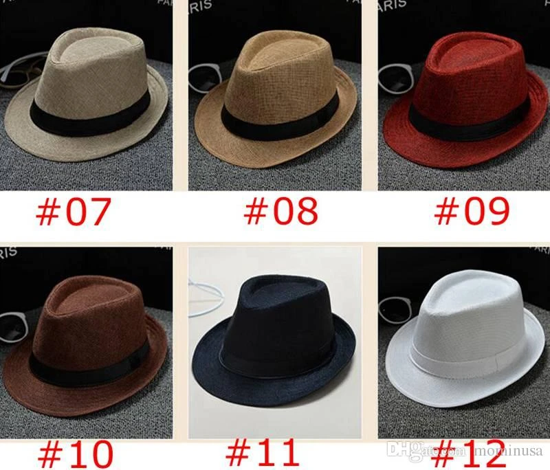 2021 Summer New Vogue Men Women Cotton / Linen Straw Hats Soft Fedora Panama Hats Outdoor Stingy Brim Caps over 34Colors