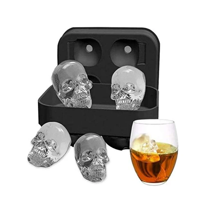 2021 summer party bar New idea reusable Skull shape Ice Ball Mold Ice Cube Tray Silicone Ice Cube Tray