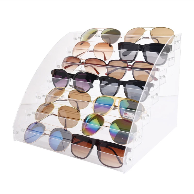 2021 Transparant Acrylic 7 Multi Layers Sunglasses and eyeglasses display holder organizer display