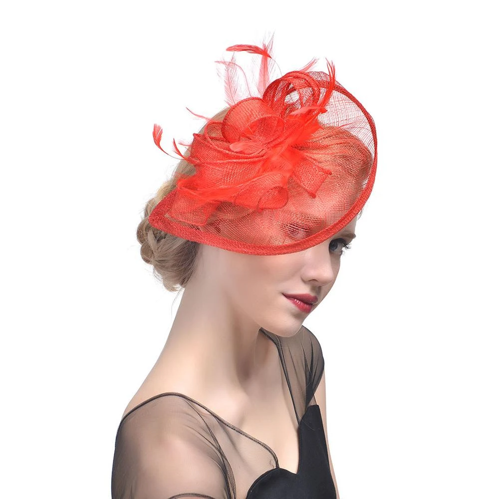 2021 Womans Fascinator Hat Kentucky Derby hats Lace Feather Fascinator Hat Hair Clip