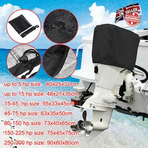 210T polyester Half Outboard Boat Motor Engine Cover Dust Rain Protection Waterproof boat cover  Black