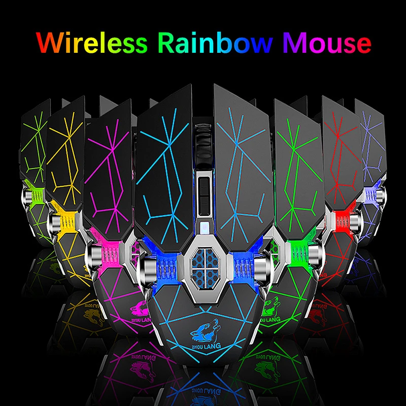 2.4Ghz Wireless Rainbow Mouse Led Usb Optical Ergonomic Gaming Mice Mouse