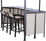 3 Piece Outdoor Garden Metal Furniture Covered Gazebo Patio Bar Set