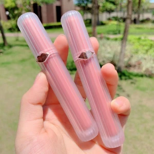3.5ml new arrival long matte round pink lip gloss tubes empty lip gloss tube with wands