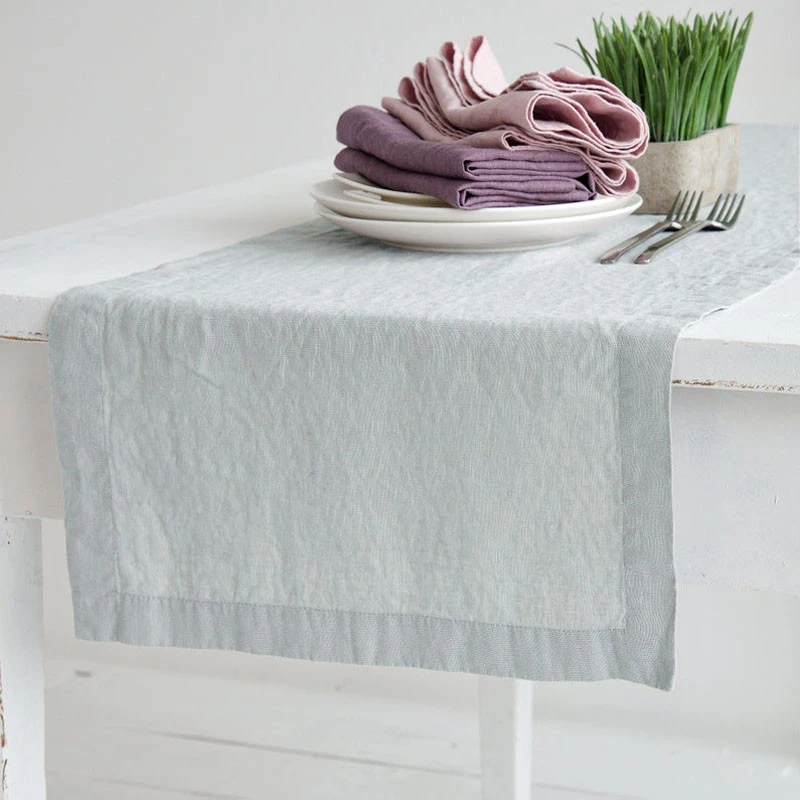 40*140cm 40*200cm Nordic delicate washed plain 100% linen table runner cover cloth for coffee table TV cabinet