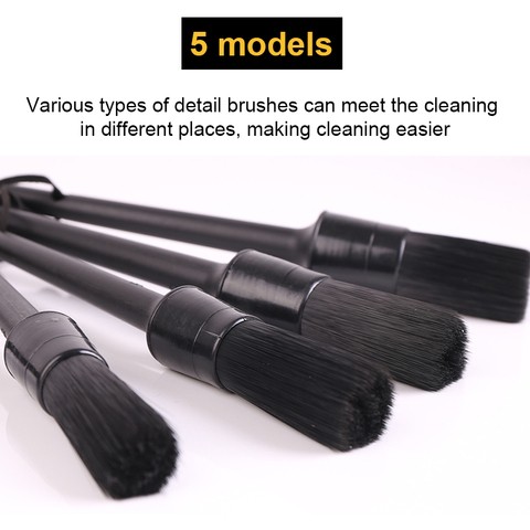 5 Pcs Set Soft PP Handle Synthetic Bristles Cleaning Dusting Vehicle Parts Accessories Brush Car Care Washer Detailing Brushes