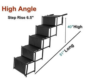 Buy 5 Steps Metal Frame Folding Pet Ramp Dog Car Step Stairs Portable ...