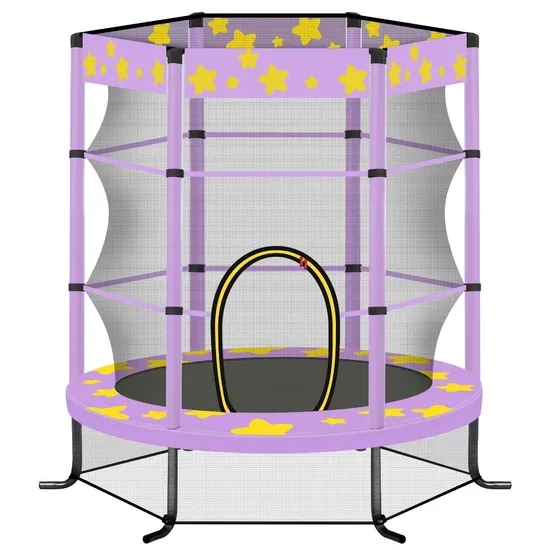 55 Inch Kids Trampoline with Safety Enclosure Net Outdoor Indoor Trampoline for Kids