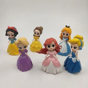 6PCS Mini Princess Cake decoration princess series  mermaid Snow White  Cinderella toy  home decoration action figure princess
