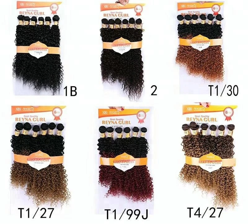 6pieces/lot different types of curly weave hair blond #4/27 kinky curly weave Machine Made Double weft 16-20&quot;REYNA CURLS