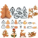 8 Pcs 3D Christmas Scenario Stainless Steel Cookie Cutter Set Cake Biscuit Mould Fondant Cutter