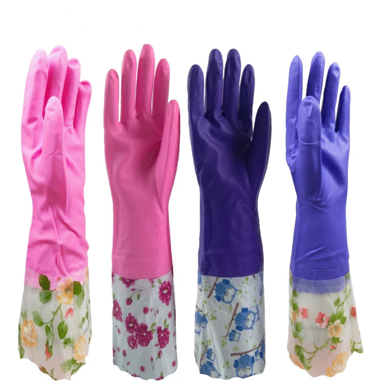 9 Colors Reusable Waterproof Household Rubber Cleaning Long Dishwashing Gloves