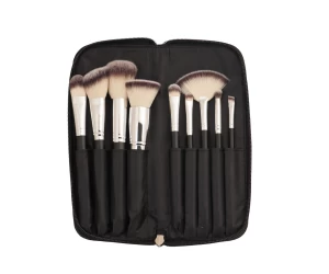 9PCS Nylon Hair Makeup Brush with Stone Pattern Zipper Bag