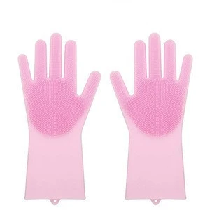 Accept Individual LOGO Eco-frendly Household Cleaning Gloves Silicone Washing Gloves