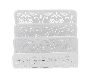 Amazon Hot Sale Wholesale 3 Compartments Sorter Sections Metal Punched Free Pattern Envelope Letter Holder
