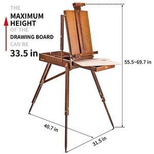 Amazon Hot Selling Traveling French Style Wooden Art Easel   Strap Solid Beech Wood Construction Art Ease (Walnut)
